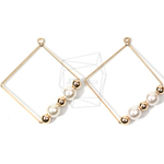 PDT-1254-G【2個入り】ワイヤーロンバスパール,Wire Rhombus With Pearls Pendant