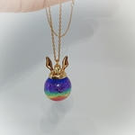 ☆虹色オルゴナイト☆うさ耳ネックレス