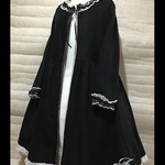 1点物†フリースの暖かガウンコート  ロングカーディガン★黒×白レース(即納品)