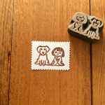 年賀状のワンポイントに★ゴールデンレトリバーとおかっぱちゃん