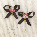 薔薇刺繍リボンのピアス