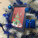 ◇ラミネートコーティング◇猫のクリスマスツリー「キャッツリー♡」ポストカード（2枚１組）