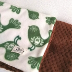 再販★ふわもこgreen bird柄ボアブランケット