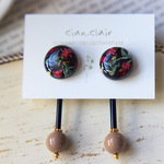 ぷちっとロング・ベージュ×ブラック　ピアス