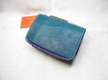 LWZ　ベーシック　ミドルウォレット　濃ターコイズ×ブルー　手縫い