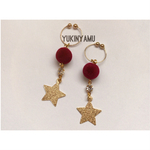 【送料無料】レッドベロア×スターのイヤリング/ピアス