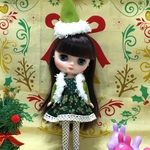 ミディ クリスマスワンピース ボレロ&三角帽子付  グリーン