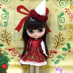 ミディ クリスマスワンピース ボレロ&三角帽子付 レッド