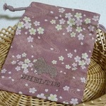 シェルティ刺繍　和柄巾着袋