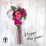 【2018お正月】お正月お飾り✳︎高さ５０cm！縁起の良い椿や胡蝶蘭を使用♩ピンクの和洋モダンお飾り✳︎水引飾り（ピンク）しめ縄飾り　おしゃれ