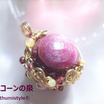 ルビー・スフィアペンダント（ワイヤーアートジュエリー☆ワイヤーアクセサリー☆ワイヤーラッピング天然石ネックレス）