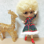 ブライス　リカちゃん  チェックワンピース　ファー  クリスマス