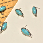 シルバー ターコイズ調 オーバル  ピアス 3セット 6個 8mm ×18mm