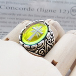 Vintage VITRAIL CROSS Intaglio Cabochon　リング