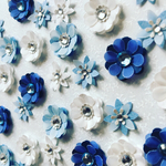 再販 小花シール❁︎50枚❁︎半透明mix blue ＆ White