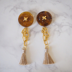 vintage button × chain pierce / earring 01