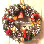 クリスマスリース◇木製お人形ピンク