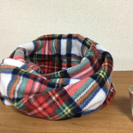 チェックフリースのスヌード（赤×白）