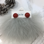 クリスマス  ボルドーカボション✖︎ホワイトグレー ピアス/イヤリング
