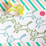 消しゴムはんこ　走っている猫 