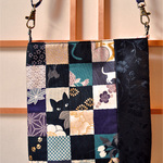 ポシェット　ねこ市松模様 紫