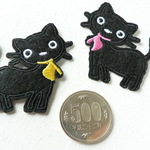 ★2枚セット　ワッペン　アップリケ　猫　ねこ　黒猫　