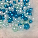 300粒以上！両穴☆コットンパール風樹脂パール☆ブルー系ミックス☆6.8.10mm☆