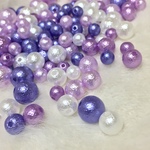 300粒以上！両穴☆コットンパール風樹脂パール☆パープル系ミックス☆6.8.10mm☆
