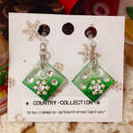 クリスマスのノンホールピアス(クリスタルスノー)