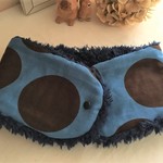 ふんわりあったか大人乙女のプチマフラーorネックウォーマー＊北欧mooncircle blue×brown