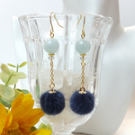 ネイビー ☆ アクアマリン ＆ ファーピアス ファー ピアス
