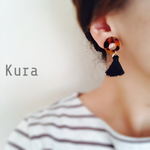 べっ甲とタッセルのピアス/イヤリング