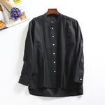 ★クリスマスキャンペーン★f112820送料無料　大人の愛され服　立て襟シャツ　コットン100％　ブラック
