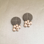 ＊再販＊グレンチェック&コットンパールのピアス／イヤリング
