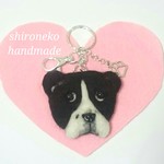 【オーダー】ミニ 犬 ミックス お顔フラット キーホルダー (大) ハンドメイド 羊毛フェルト 羊毛 フェルト フェルティング