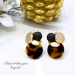 vintage like button & Bekko♡レトロ♡マットブラック♡ビジューピアスorイヤリング