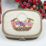 花刺繡のアクセサリーケース　角型（トートバッグ）お一人様1点