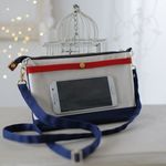 【再販3】透明ポケットに入れたままスマホが操作できるスマホポシェット/11号帆布　トリコロール