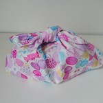 かわいいあずま袋♪リボンちょうちょパープル お弁当袋 小物入れ