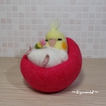 寝落ちインコ･･･zzz　～クッション～【オカメインコ・ルチノー】