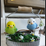 ＊ インコ ちゃん２匹　ブリキ＊