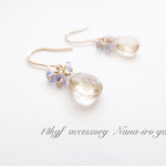 14kgf champagne quartz × tanzanit pierce
