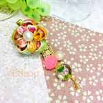 現品限り  つまみ細工花&金平糖のスイートヘアクリップ 帯飾りにも