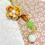 現品限り  ②つまみ細工花&金平糖のスイートヘアクリップ 帯飾りにも