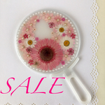 SALE＊押し花ハンドミラー(大) ＊ピンクのガーベラ