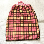  二つ折りタオルエプロン   ピンク系チェック