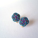 ◆水引◆梅のイヤリング◆瑠璃 青松葉 紫 金