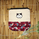 ねこ刺繍の小銭入れ