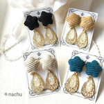 2way✳︎コーデュロイスターのしずくレジンピアス