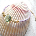 Framed Gemstone Beach Bracelet--Green Amethyst